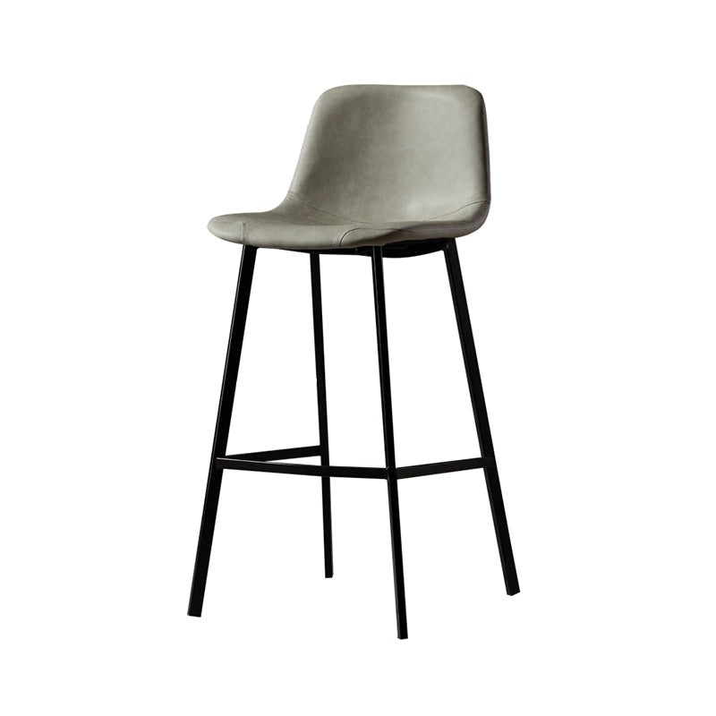 Industrial Metal Barstool Leather Low Back Stool with Cushion