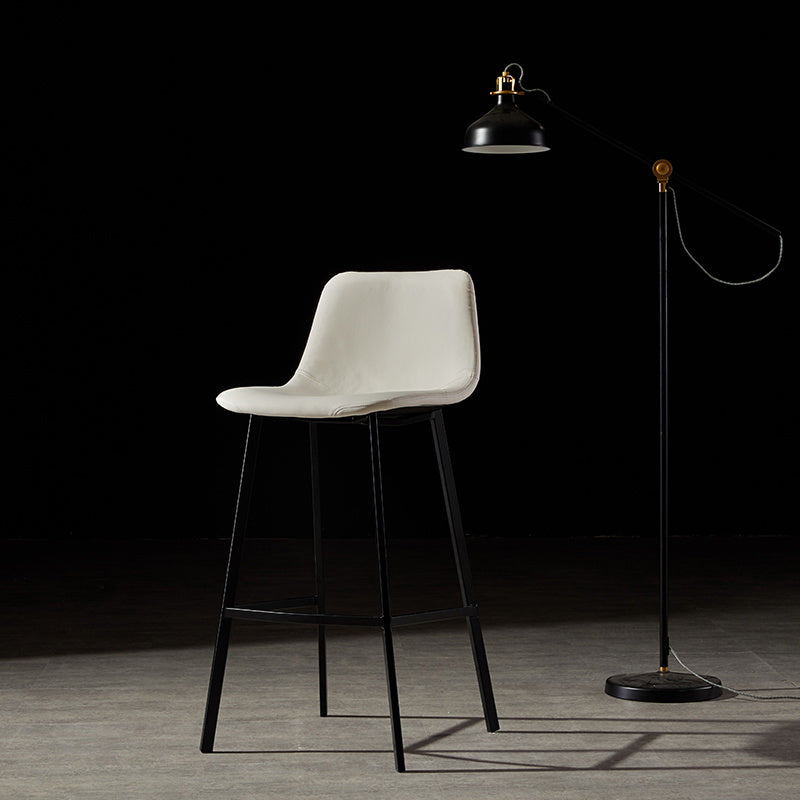 Industrial Metal Barstool Leather Low Back Stool with Cushion
