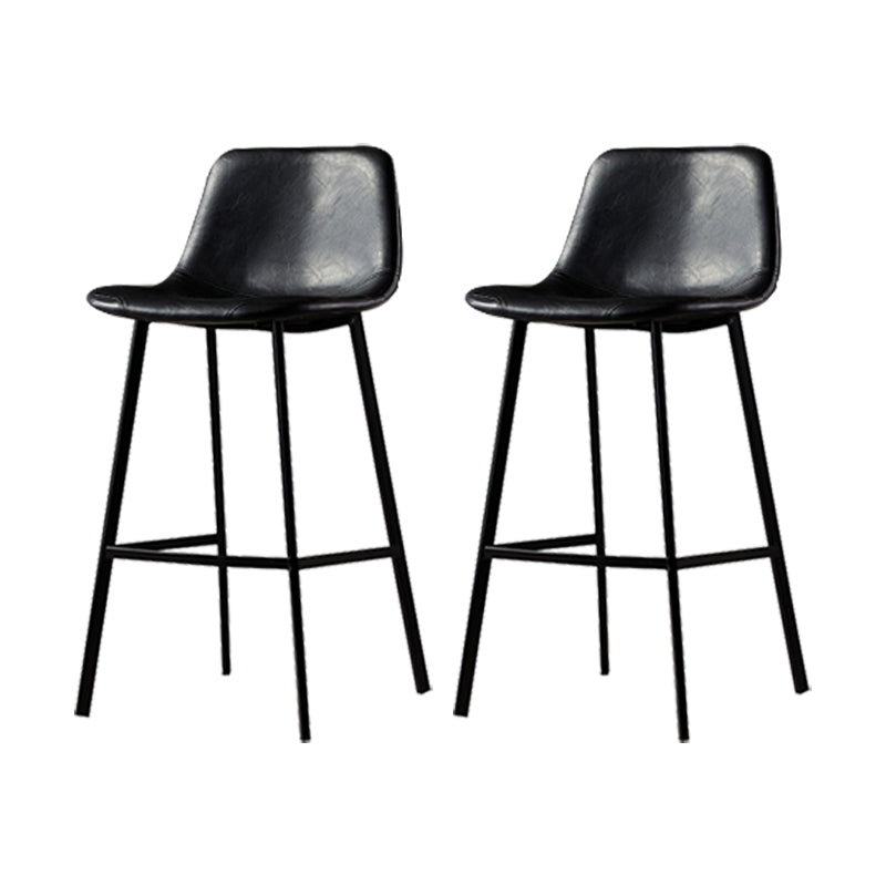 Industrial Metal Barstool Leather Low Back Stool with Cushion
