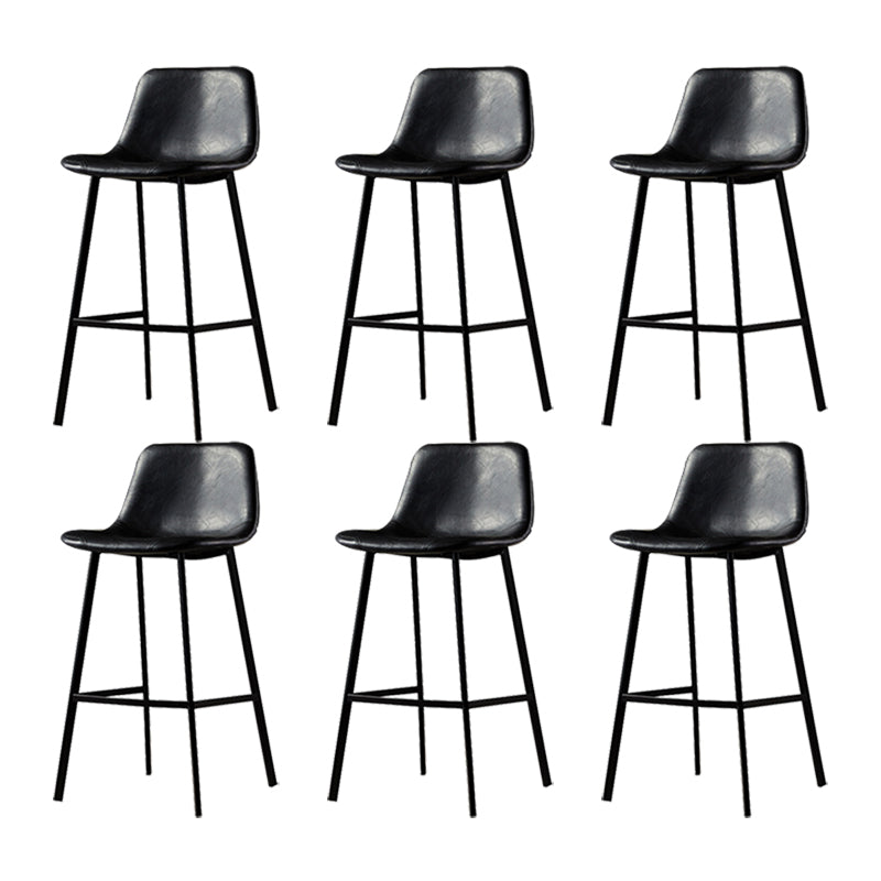 Industrial Metal Barstool Leather Low Back Stool with Cushion