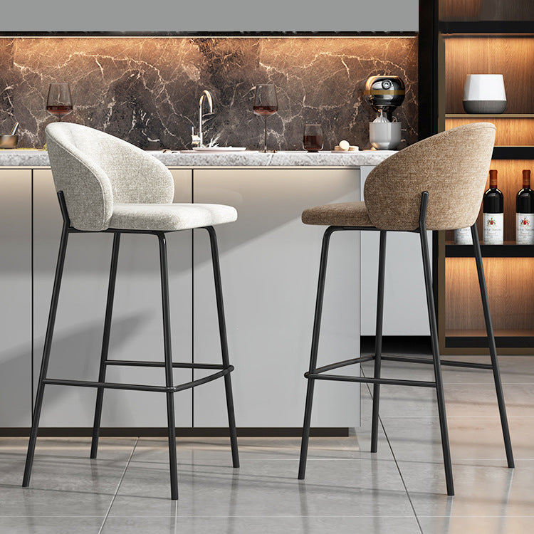 Contemporary Style Metal Armless Bar-stool Linen Counter Bar Stool for Kitchen