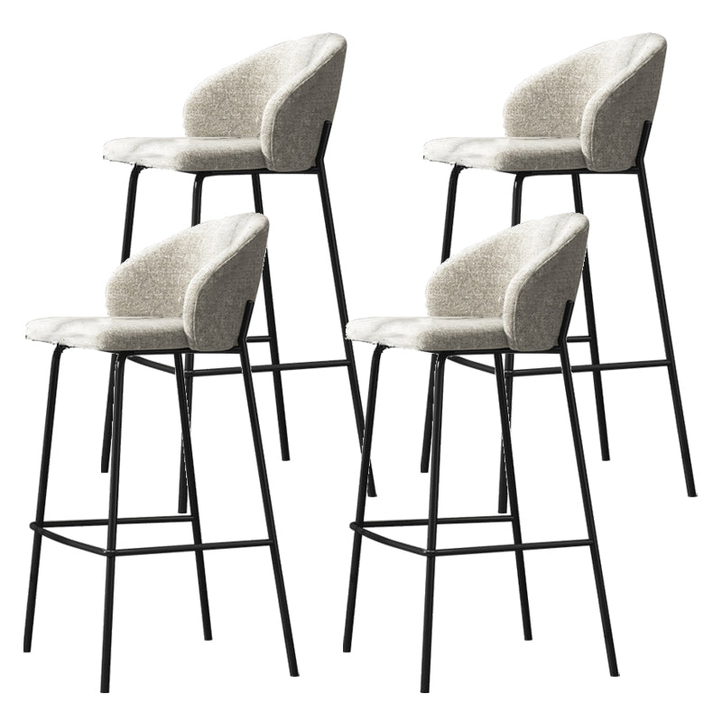 Contemporary Style Metal Armless Bar-stool Linen Counter Bar Stool for Kitchen