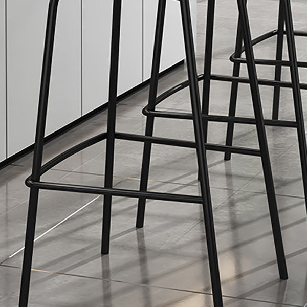 Contemporary Style Metal Armless Bar-stool Linen Counter Bar Stool for Kitchen