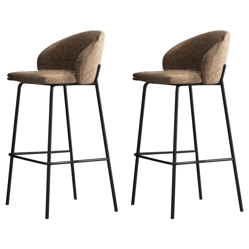 Contemporary Style Metal Armless Bar-stool Linen Counter Bar Stool for Kitchen