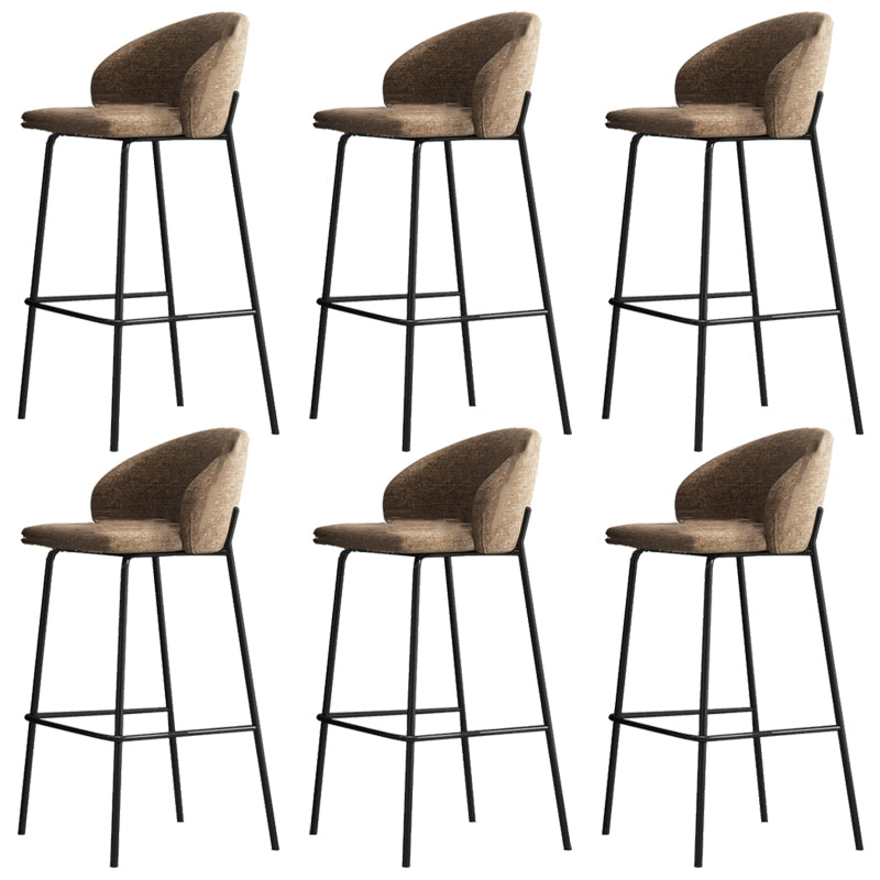Contemporary Style Metal Armless Bar-stool Linen Counter Bar Stool for Kitchen