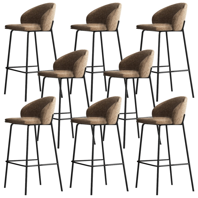 Contemporary Style Metal Armless Bar-stool Linen Counter Bar Stool for Kitchen