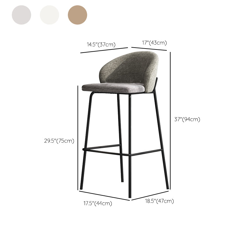 Contemporary Style Metal Armless Bar-stool Linen Counter Bar Stool for Kitchen