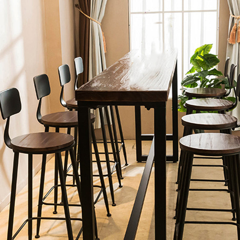 Dark Brown Bar Set with Pine Wood Top 1/2/5/9 Pieces Industrial Rectangle Pub Table Set