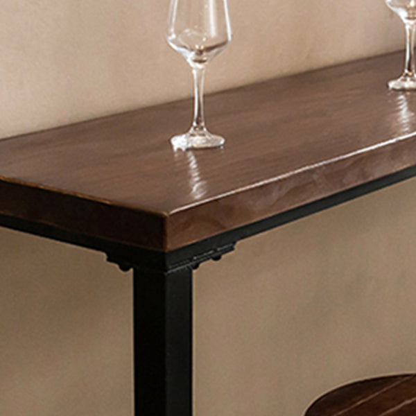 Dark Brown Bar Set with Pine Wood Top 1/2/5/9 Pieces Industrial Rectangle Pub Table Set