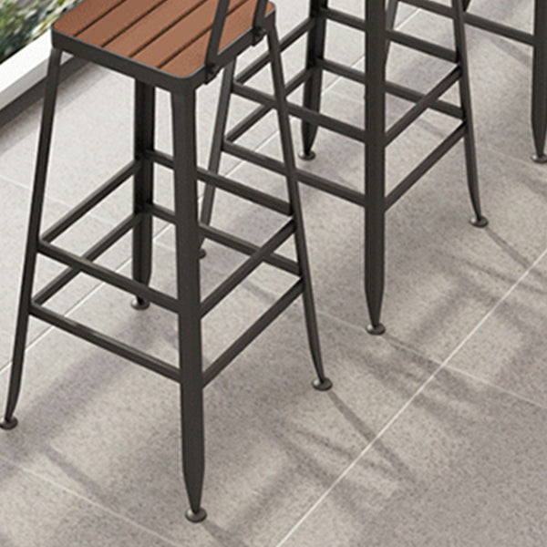 Industrial Manufactured Wood Pub Set 1/5 Pieces Rectangle Bar Table with Metal Stools