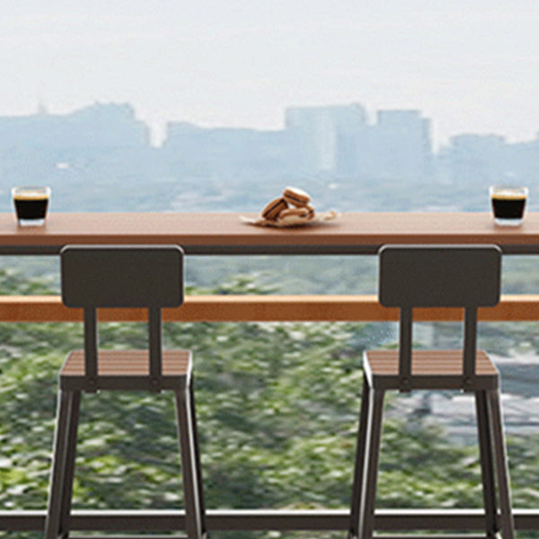 Industrial Manufactured Wood Pub Set 1/5 Pieces Rectangle Bar Table with Metal Stools