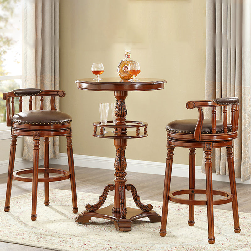 1/3 Pieces Modern Solid Wood Pub Table Set Round Counter Table