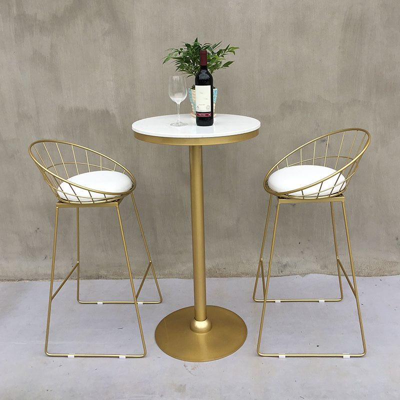 Modern Round Pub Table Set 1/2/3 Pieces Bar Table with Metal Stools