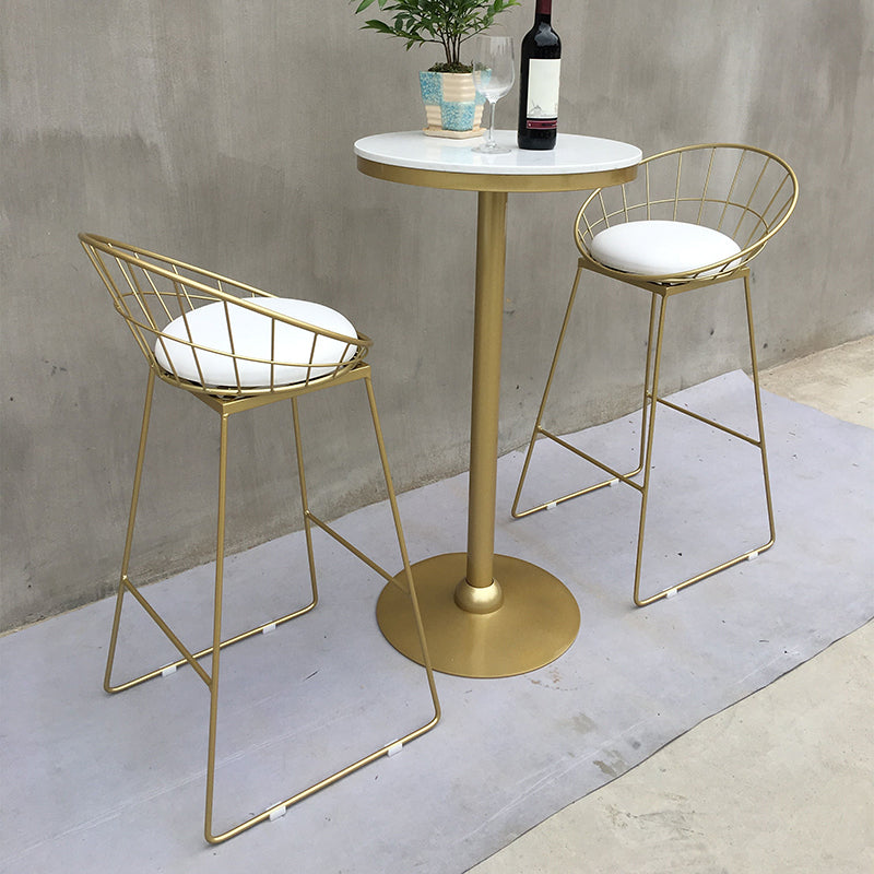 Modern Round Pub Table Set 1/2/3 Pieces Bar Table with Metal Stools