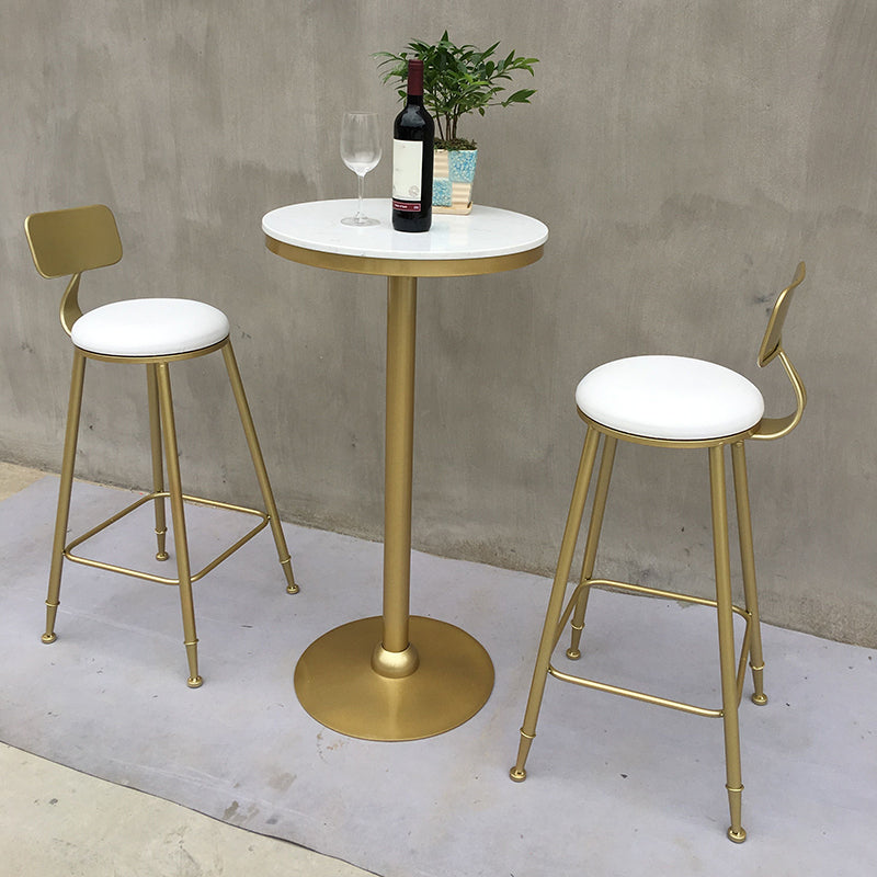 Modern Round Pub Table Set 1/2/3 Pieces Bar Table with Metal Stools