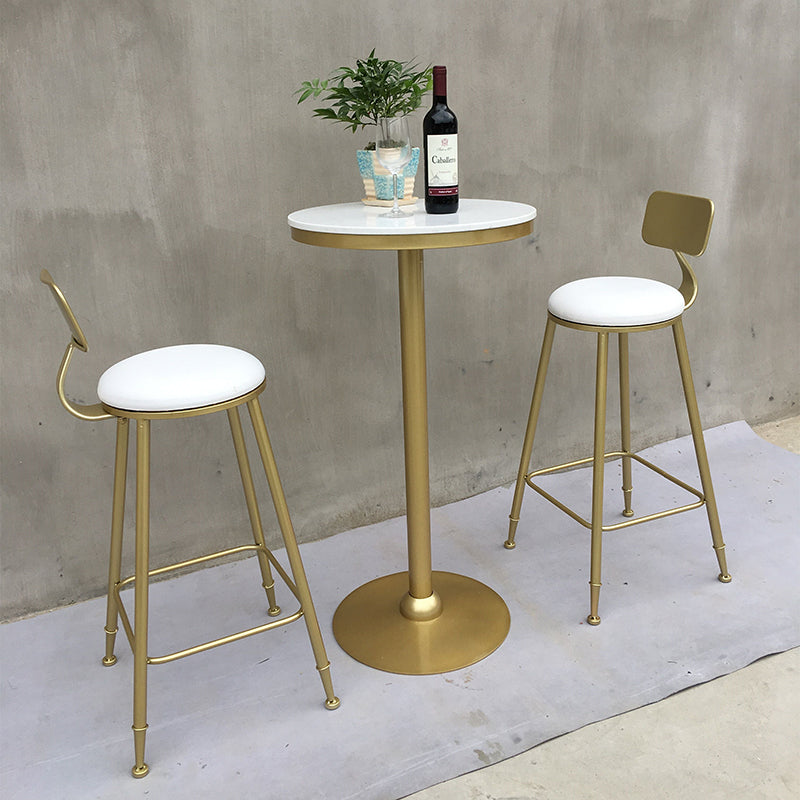 Modern Round Pub Table Set 1/2/3 Pieces Bar Table with Metal Stools