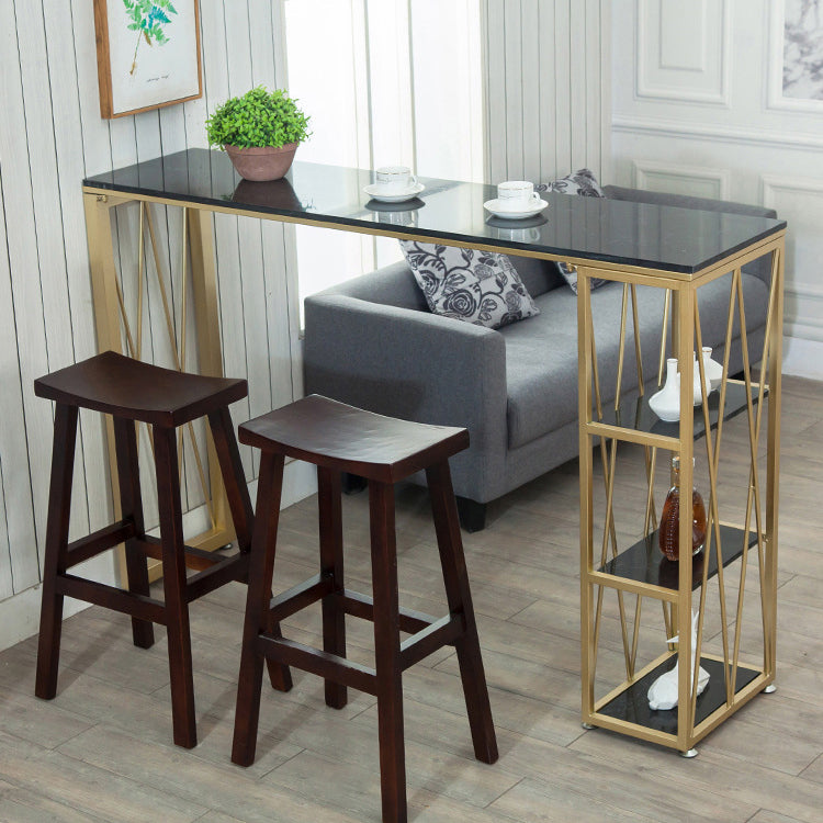 Faux Marble Bar Table Set 1/2/5 Pieces Rectangle Counter Table with Backless Stools