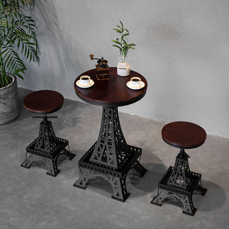 Solid Wood Bar Table Set 1/2/3 Pieces Industrial Round Bar Table