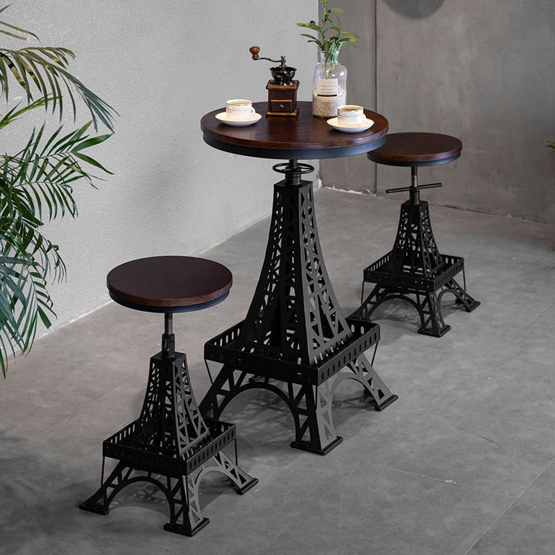 Solid Wood Bar Table Set 1/2/3 Pieces Industrial Round Bar Table