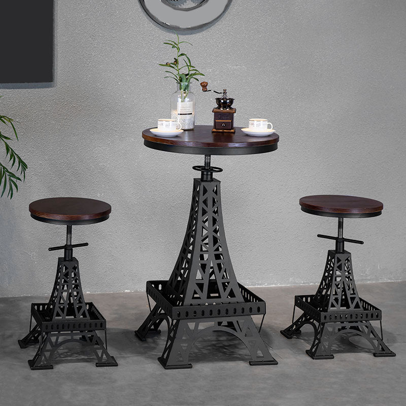 Solid Wood Bar Table Set 1/2/3 Pieces Industrial Round Bar Table