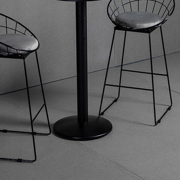 Industrial Round Bar Table Set 1/3 Pieces Stone Counter Table with Upholstered Stools