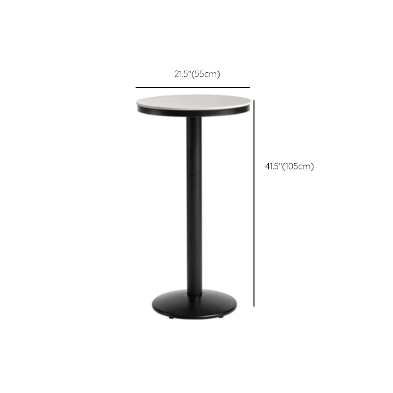 Industrial Round Bar Table Set 1/3 Pieces Stone Counter Table with Upholstered Stools