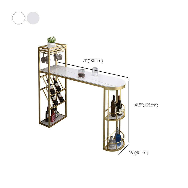 Contemporary Style 1/2/3 Pieces Bar Table Set Rectangle Bar Table with Metal Stools