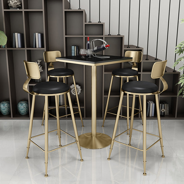 Glam Style Bar Table Set 1/2/3/5 Pieces Square Bar Table with Metal Stools
