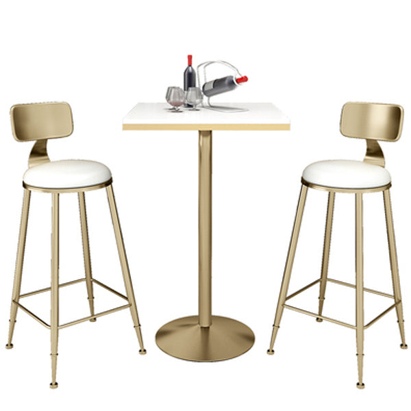 Glam Style Bar Table Set 1/2/3/5 Pieces Square Bar Table with Metal Stools