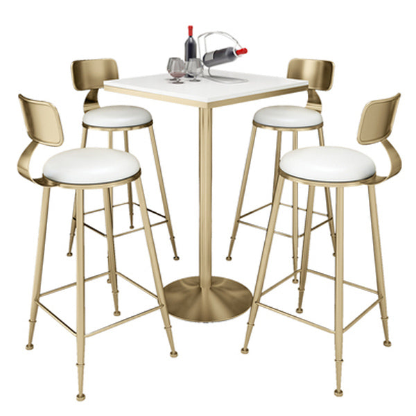 Glam Style Bar Table Set 1/2/3/5 Pieces Square Bar Table with Metal Stools