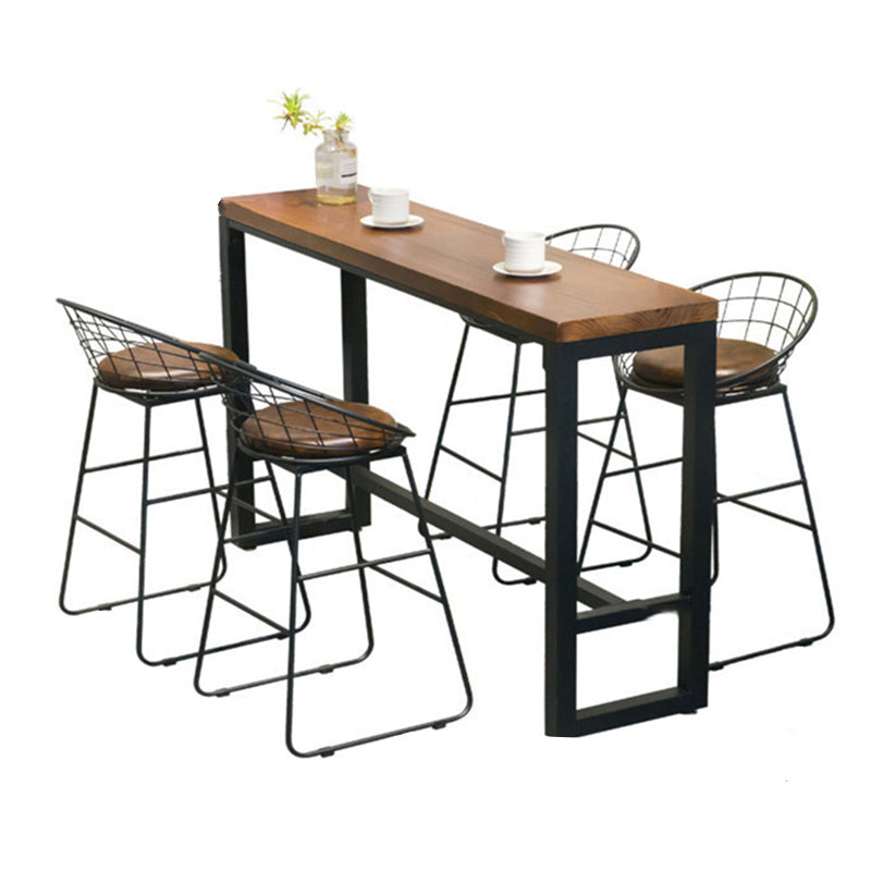 1/2/3/4/5 Pieces Modern Rectangular Pub Table Set Wooden Counter Table with Stools