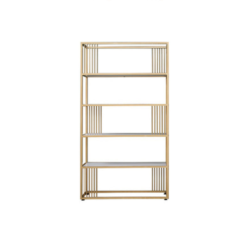Metal and Wooden Bookshelf Open Glam Etagere Shelf Bookcase for Study Room