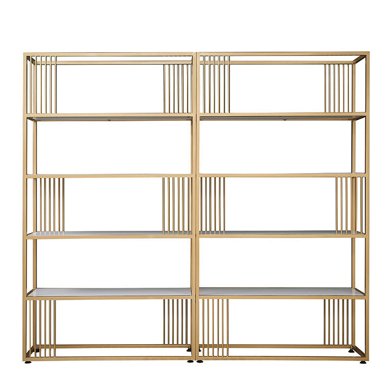 Metal and Wooden Bookshelf Open Glam Etagere Shelf Bookcase for Study Room