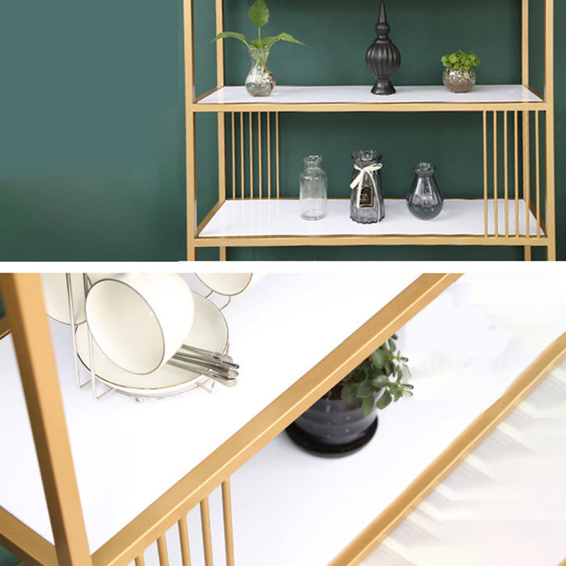 Metal and Wooden Bookshelf Open Glam Etagere Shelf Bookcase for Study Room