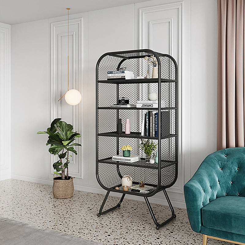 Vertical Metal Bookshelf Etagere Closed Back Shelf Bookcase for Home