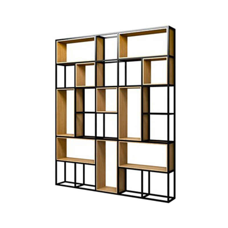 Natural Metal Etagere Shelf Bookcase Shelves Included Open Bookshelf for Study Room