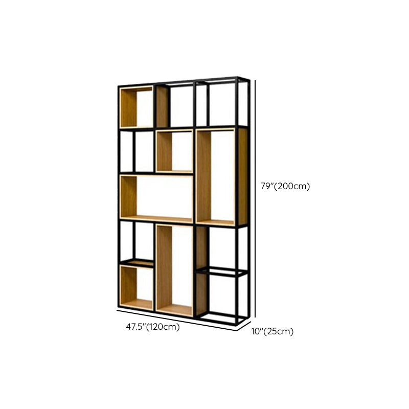 Natural Metal Etagere Shelf Bookcase Shelves Included Open Bookshelf for Study Room