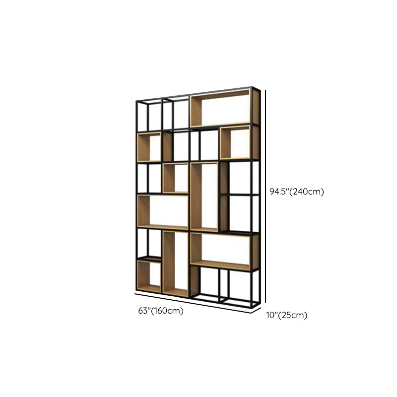 Natural Metal Etagere Shelf Bookcase Shelves Included Open Bookshelf for Study Room