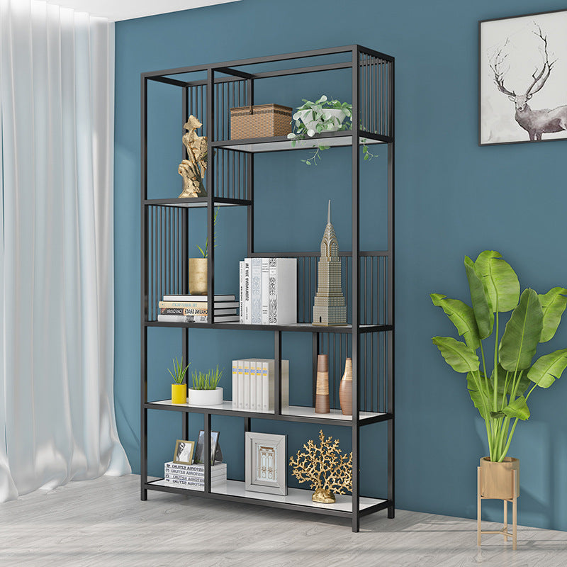 Metal and Wooden Shelf Bookcase Vertical Open Book Shelf for Study Room
