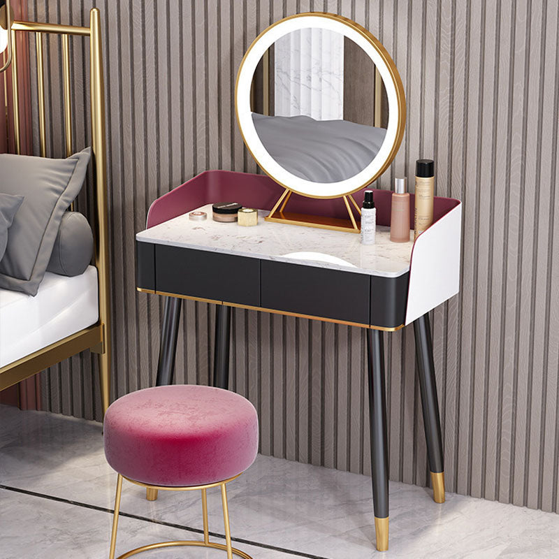 Contemporary Stone Top Makeup Vanity Desk with Wooden Drawer