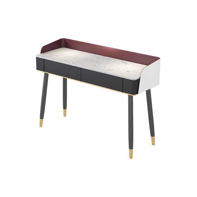 Contemporary Stone Top Makeup Vanity Desk with Wooden Drawer