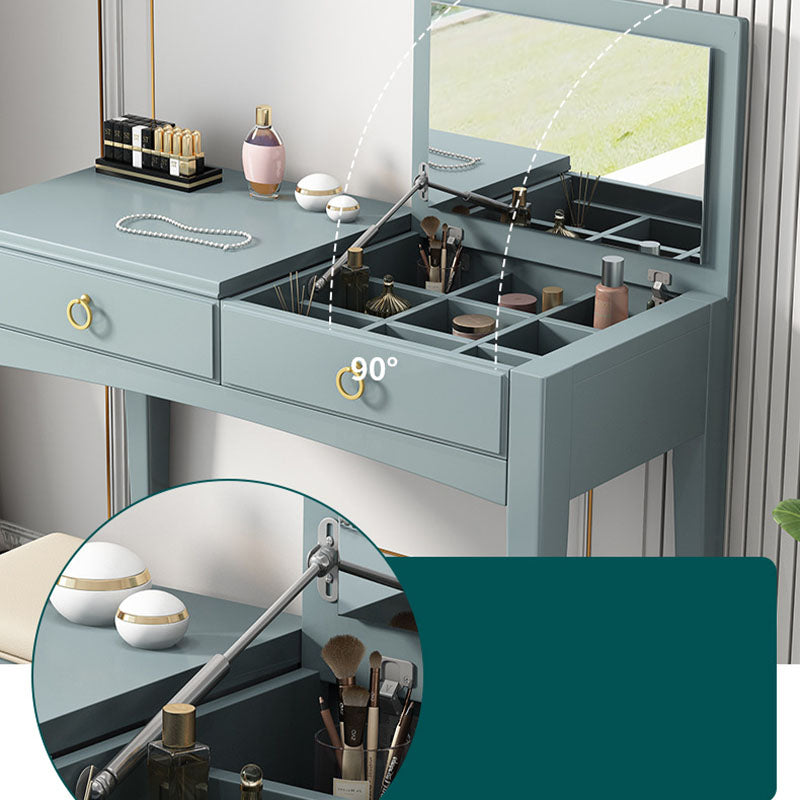 Contemporary Vanity Table with 1 Drawer and Mirror in Rubberwood