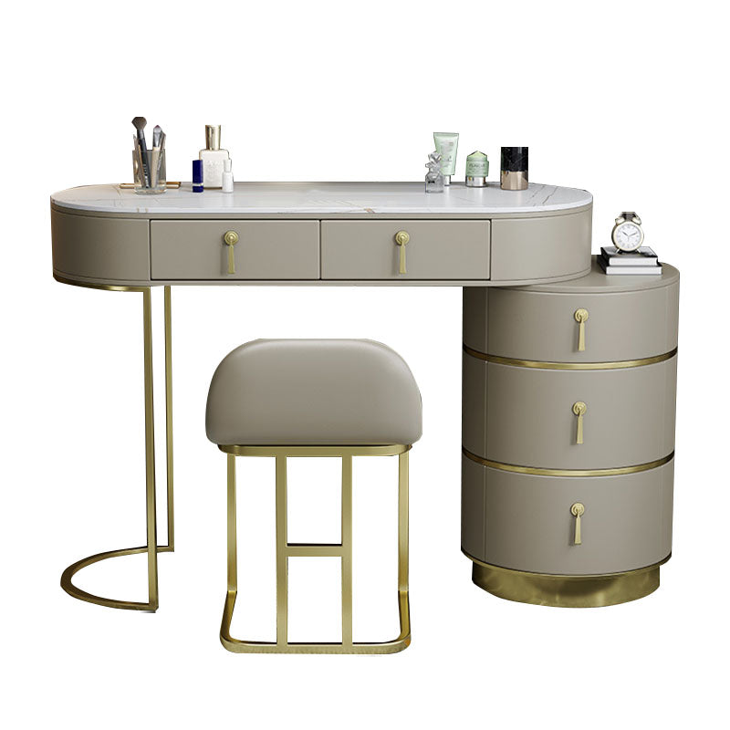 Contemporary Dressing Table Stool Set Slate Top Vanity Dressing Table