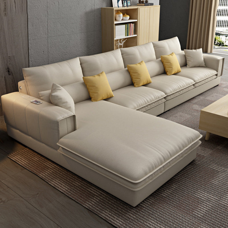 Contemporary Cushions Square Arm Living Room Faux Leather Stationary Sofa