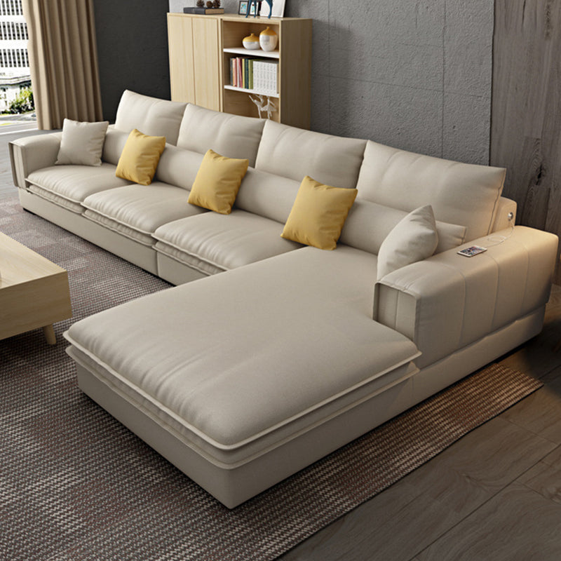 Contemporary Cushions Square Arm Living Room Faux Leather Stationary Sofa