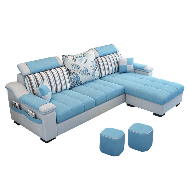 Nordic with Storage Fabric Living Room Sofa Chaise Pillows Sofa