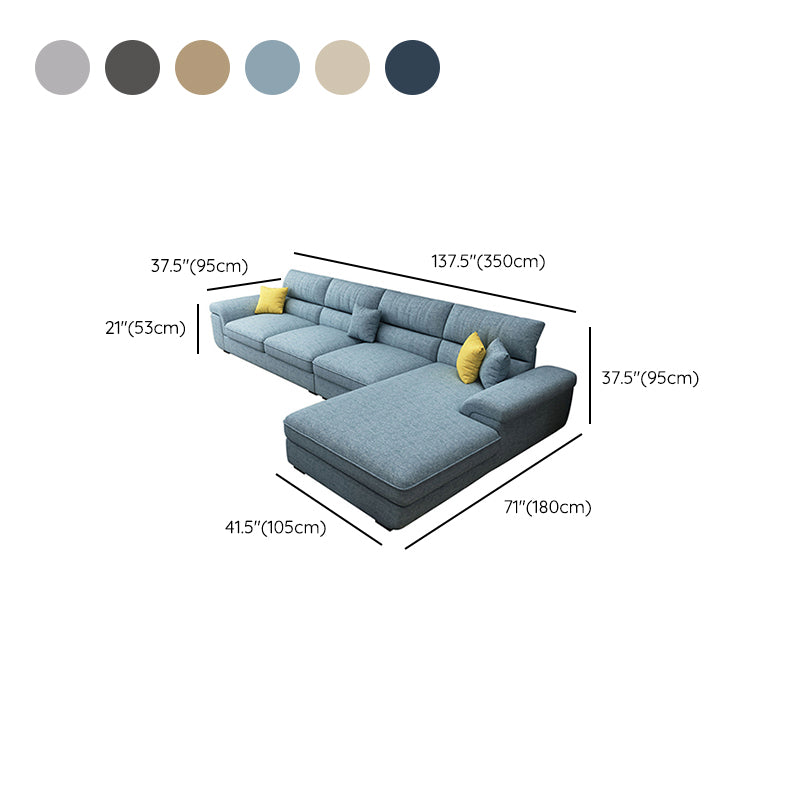 Nordic Cushions Recessed Arm Stationary Sofa Chaise Living Room Fabric
