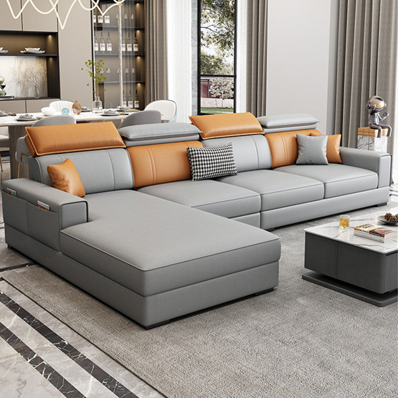 Stationary Faux Leather Living Room Seating Recessed Arm Cushions Nordic Sofa