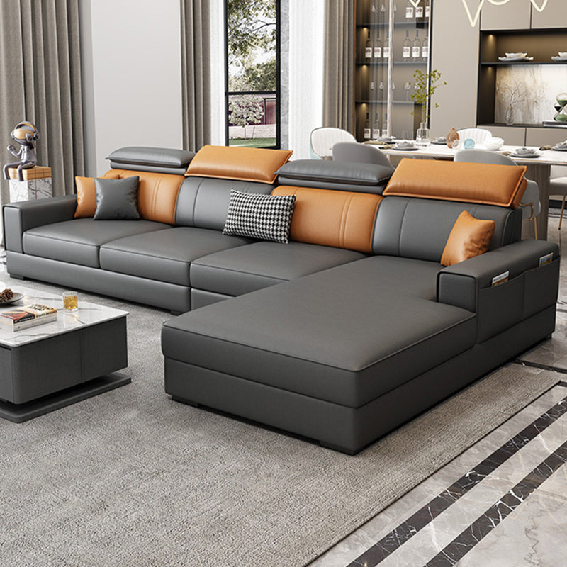 Stationary Faux Leather Living Room Seating Recessed Arm Cushions Nordic Sofa