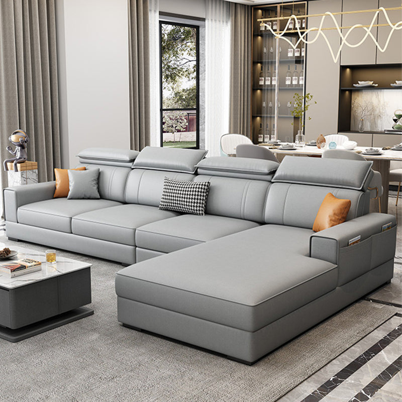 Nordic Cushions Recessed Arm Faux Leather Stationary with Storage Seating